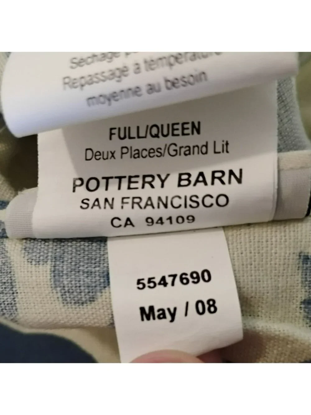 Pottery Barn Palampore Blue Cream Linen Blend Queen Duvet Cover & 2 Shams Set